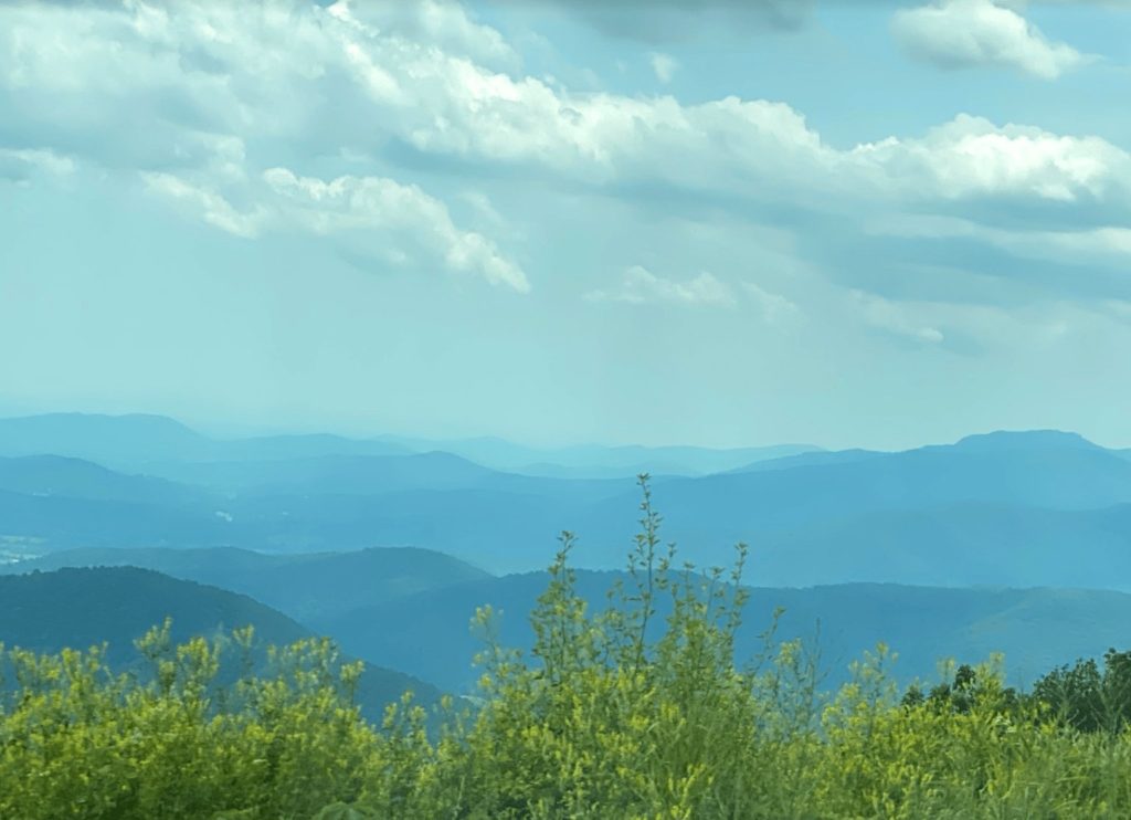 blue ridge mountains with clouds